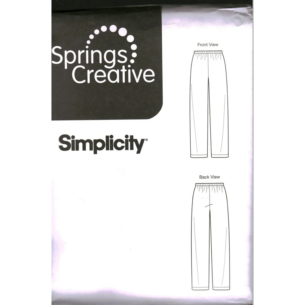 Simplicity Springs Creative Sewing Pattern Straight Leg Elastic Waist Pants